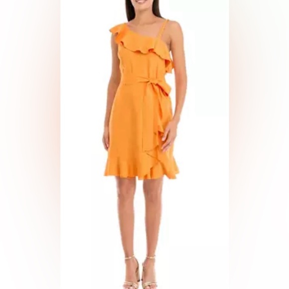 Karl Lagerfeld Dresses & Skirts - Karl Lagerfeld Orange Asymmetrical One-Shoulder Dress